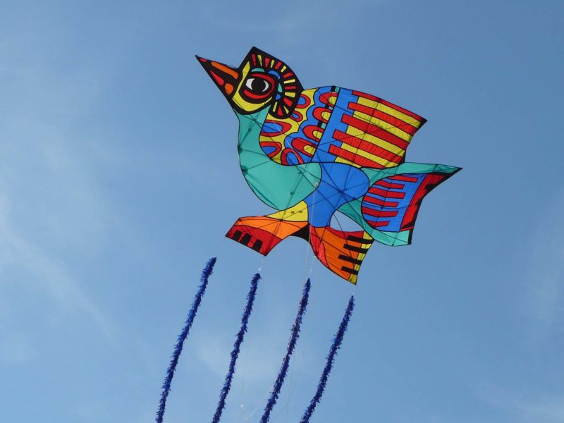 ВОздушный змей в форме птицы на фоне голубого неба